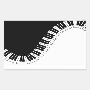 Sticker Rectangulaire Clavier de piano design de musique noir et blanc