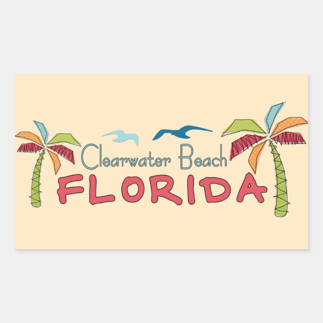 Sticker Rectangulaire Clearwater Beach Floride artsy palms (Devant)