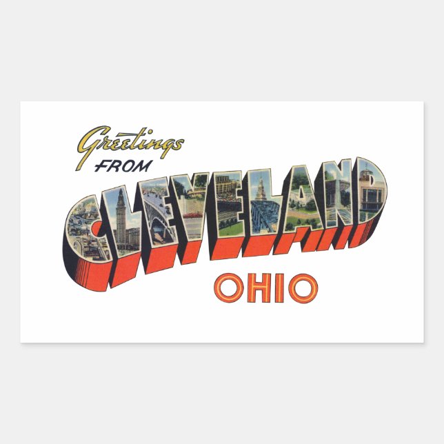 Sticker Rectangulaire Cleveland Ohio (Devant)