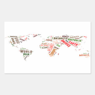 Sticker Rectangulaire Cloud de mots de la carte mondiale
