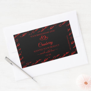 Sticker Rectangulaire Cloud noir élégant Noir Mot Cloud Produit Coeurs É