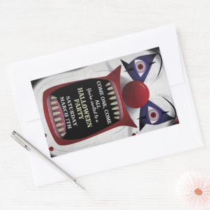 Sticker Rectangulaire Clown effrayant Halloween fête Carnaval Cirque Hor