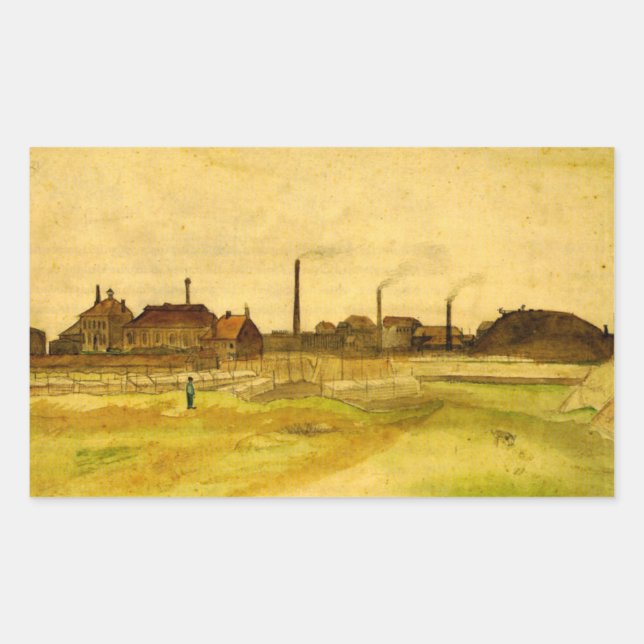 Sticker Rectangulaire Coalmine dans le Borinage par Vincent van Gogh (Devant)