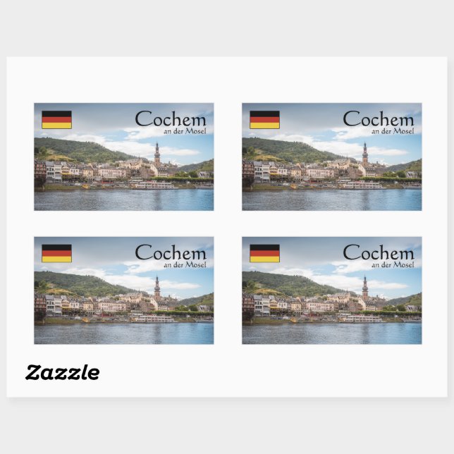 Sticker Rectangulaire Cochem Allemagne (Feuille)