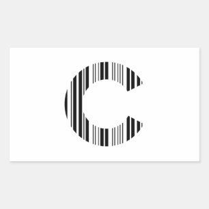 Sticker Rectangulaire CODE À BARRES DE LA LETTRE C Première initiale Mod