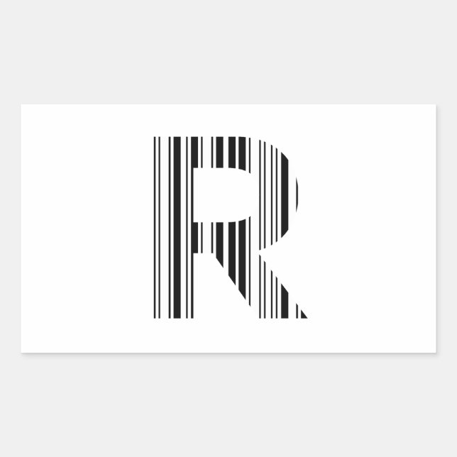 Sticker Rectangulaire CODE À BARRES DE LA LETTRE R Premier motif de code (Devant)