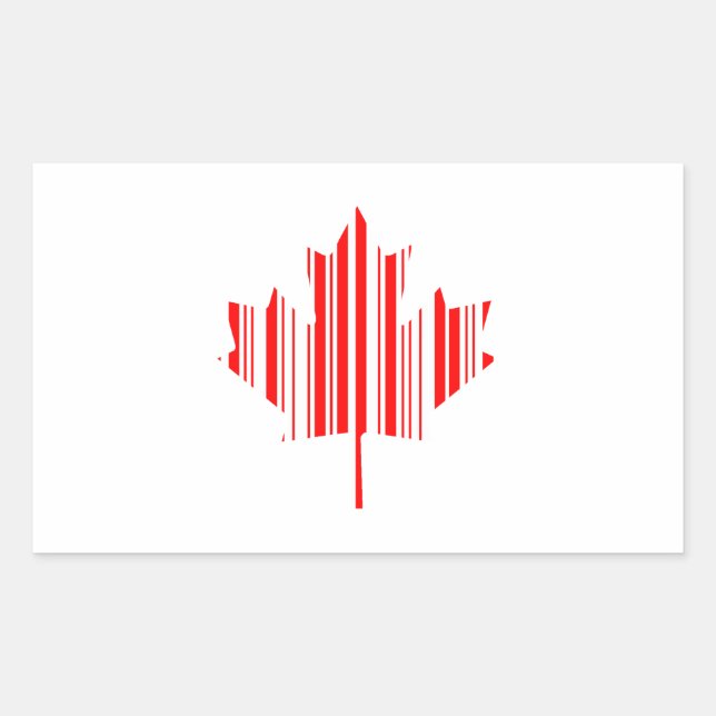 Sticker Rectangulaire CODE BARRE FEUILLE D'ÉRABLE DRAPEAU CANADA motif d (Devant)