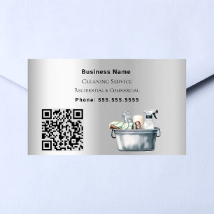 Sticker Rectangulaire Code QR argent du service de nettoyage