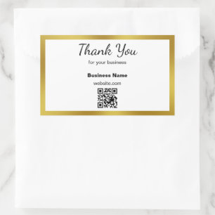 Sticker Rectangulaire Code QR Or Merci de Votre Affaire et Blanc