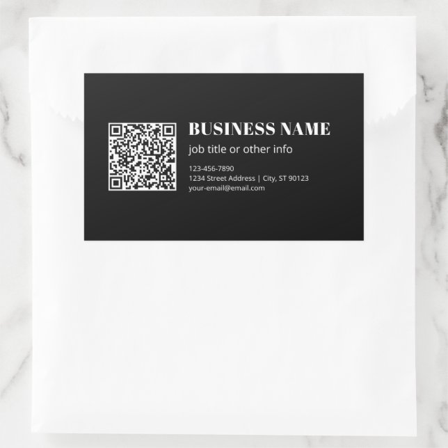 Sticker Rectangulaire Code QR personnalisé & Texte rétro-moderne modifia (Sac)