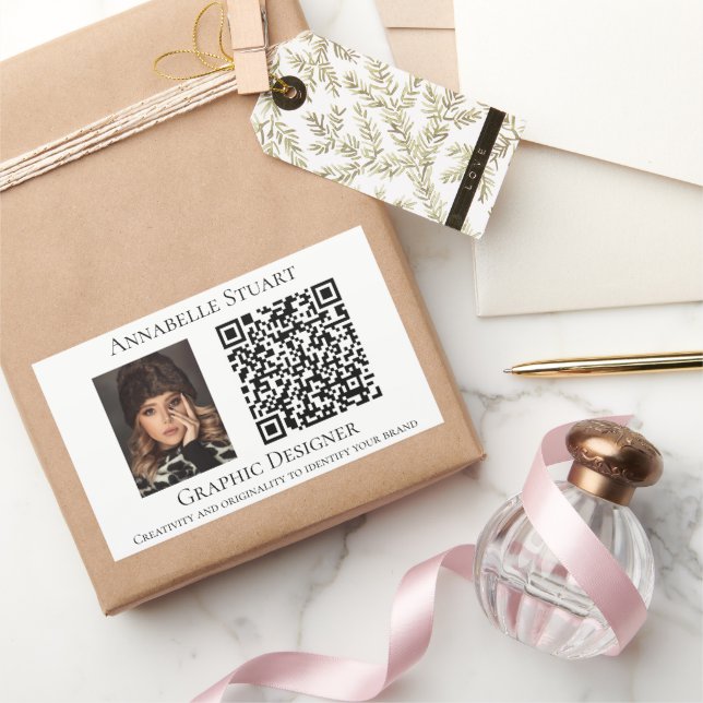 Sticker Rectangulaire Code QR photo Entreprise Commerciale  (Cadeaux)