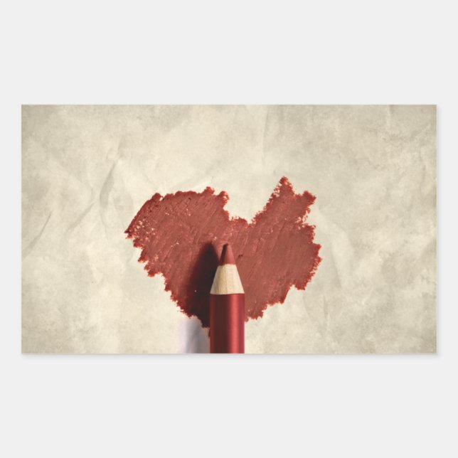 Sticker Rectangulaire Coeur à motifs dessinés (Devant)