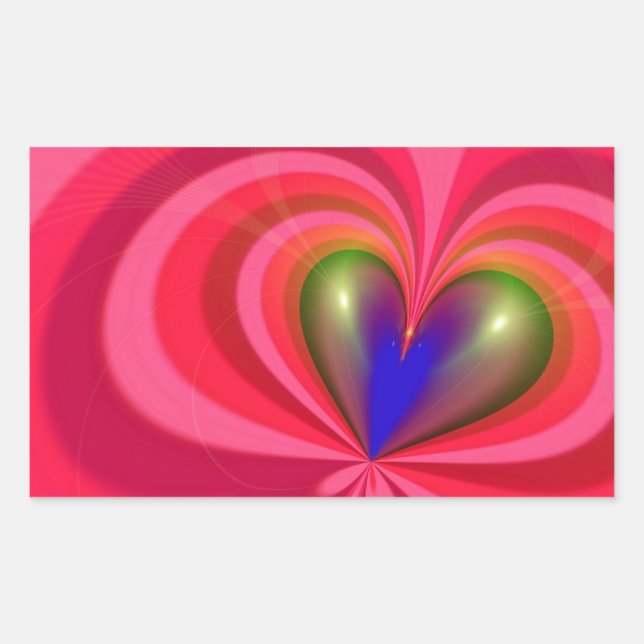 Sticker Rectangulaire Coeur Abstrait (Devant)