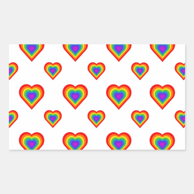 Sticker Rectangulaire Coeur arc-en-ciel (Devant)