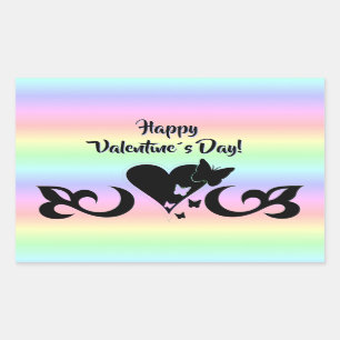 Sticker Rectangulaire Coeur avec papillon et Lily