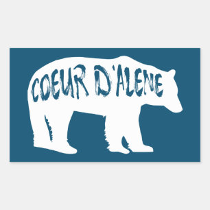 Sticker Rectangulaire Coeur d'Alene Idaho Bear