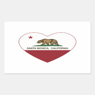Sticker Rectangulaire coeur de Santa Monica de drapeau de la Californie