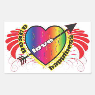Sticker Rectangulaire Coeur pour la paix