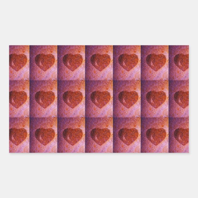 Sticker Rectangulaire coeur rose corail (Devant)