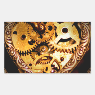 Sticker Rectangulaire coeur steampunk