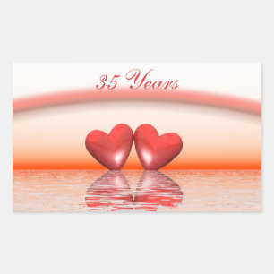 Sticker Rectangulaire Coeurs coralliens du 35e anniversaire