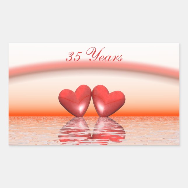 Sticker Rectangulaire Coeurs coralliens du 35e anniversaire (Devant)