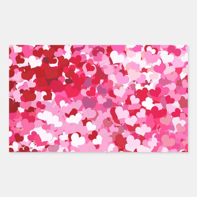 Sticker Rectangulaire Cœurs de confettis roses (Devant)