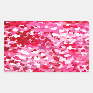 Sticker Rectangulaire Cœurs de confettis roses
