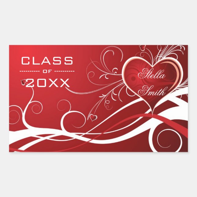 Sticker Rectangulaire Coeurs Des Fissures Blanches Et Rouges - Graduatio (Devant)