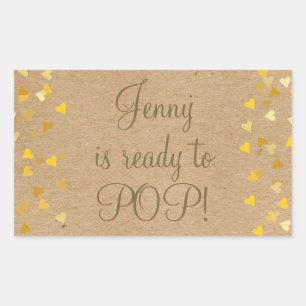 Sticker Rectangulaire Coeurs d'or Elle est prête à faire la promotion du