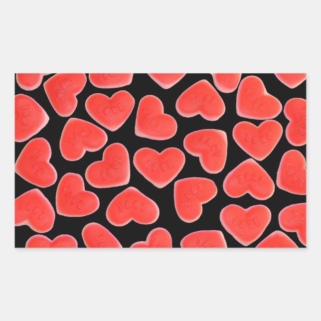 Sticker Rectangulaire Coeurs doux rectangle de l'autocollant noir (Devant)