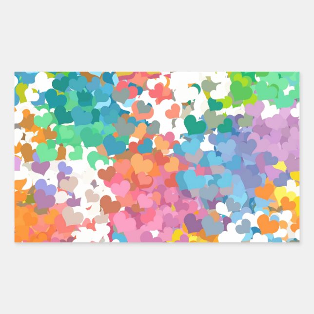 Sticker Rectangulaire Coeurs Pastel Confetti (Devant)