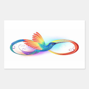 Sticker Rectangulaire Colibri arc-en-ciel avec symbole Infinity