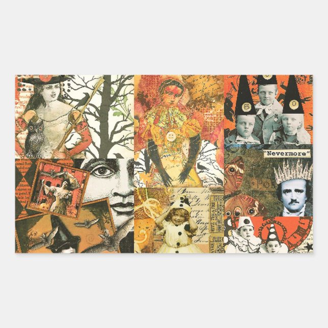 Sticker Rectangulaire Collage Halloween vintage (Devant)