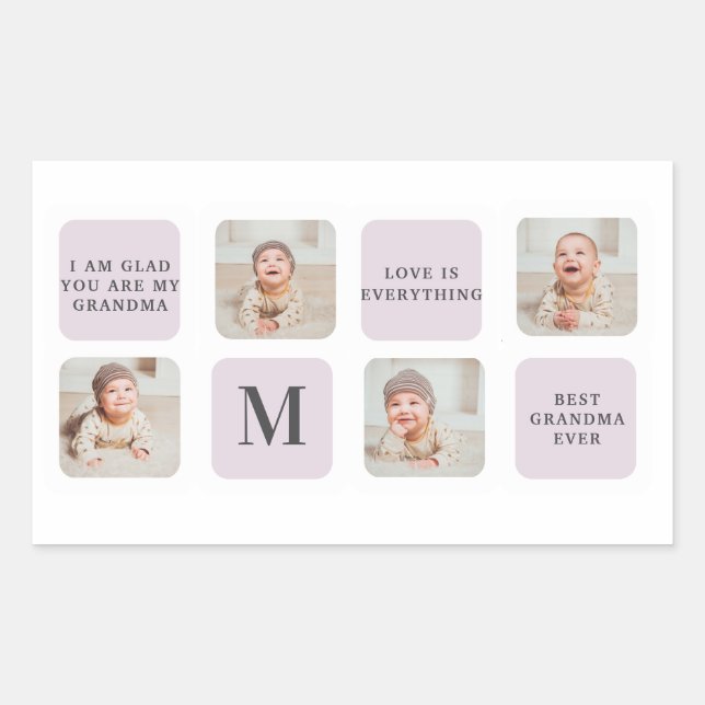 Sticker Rectangulaire Collage Photo Purple Best Mom Ever Cadeau (Devant)