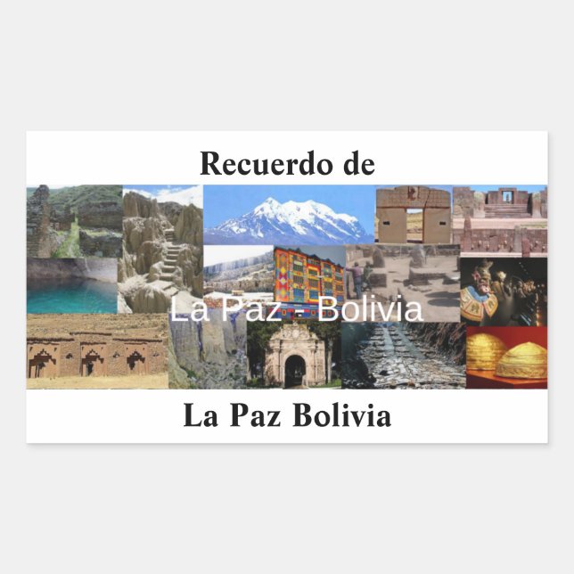 Sticker Rectangulaire Colle recuerdo de laine Paix Bolivie (Devant)