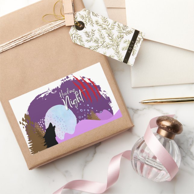 Sticker Rectangulaire Collection de timbres d'Halloween "Howling Night" (Cadeaux)