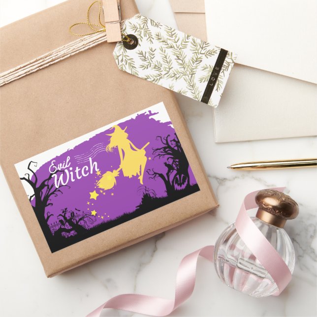 Sticker Rectangulaire Collection de timbres Halloween "Evil Witch" (Cadeaux)