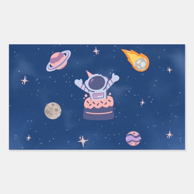 Sticker Rectangulaire Collection Space Party ! (Devant)