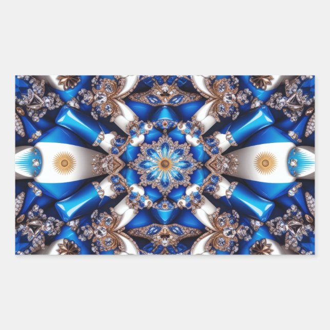 Sticker Rectangulaire Collier rectangle aux couleurs argentines (Devant)