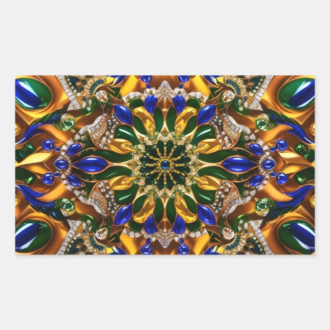 Sticker Rectangulaire Collier rectangle aux couleurs du Brésil (Devant)