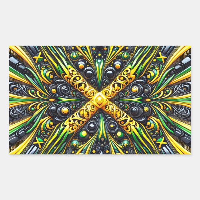 Sticker Rectangulaire Collier rectangle aux couleurs jamaïcaines (Devant)