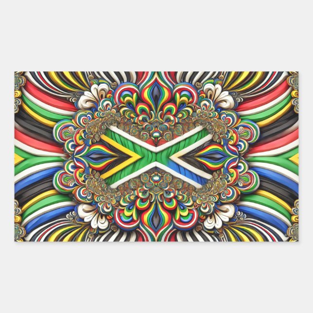 Sticker Rectangulaire Collier rectangle aux couleurs sud-africaines (Devant)