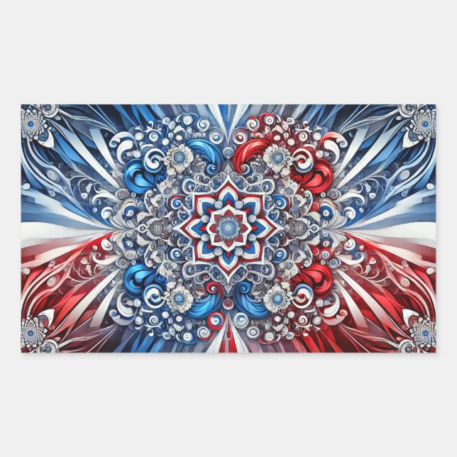 Sticker Rectangulaire Collier rectangle avec couleurs françaises (Devant)