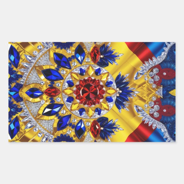 Sticker Rectangulaire Collier rectangle avec couleurs roumaines (Devant)