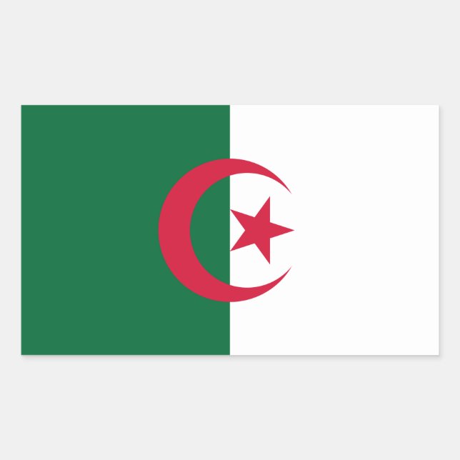 Sticker Rectangulaire Collier rectangle avec Drapeau d'Algérie (Devant)