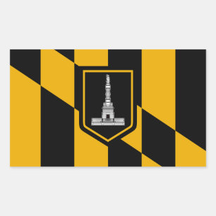 Sticker Rectangulaire Collier rectangle avec Drapeau de Baltimore, U.S.A