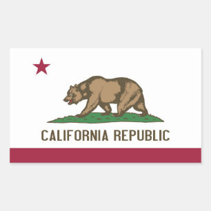 Sticker Rectangulaire Collier rectangle avec Drapeau de Californie, U.S.