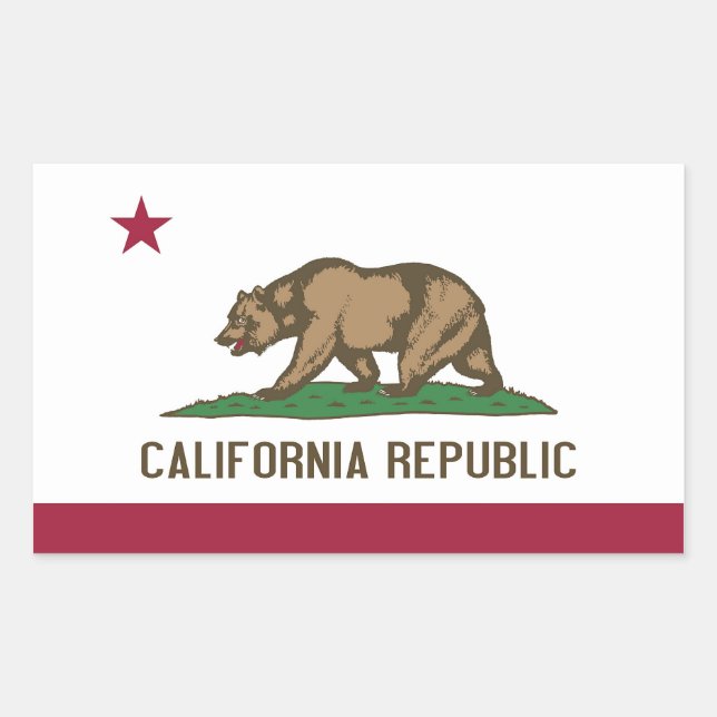 Sticker Rectangulaire Collier rectangle avec Drapeau de Californie, U.S. (Devant)