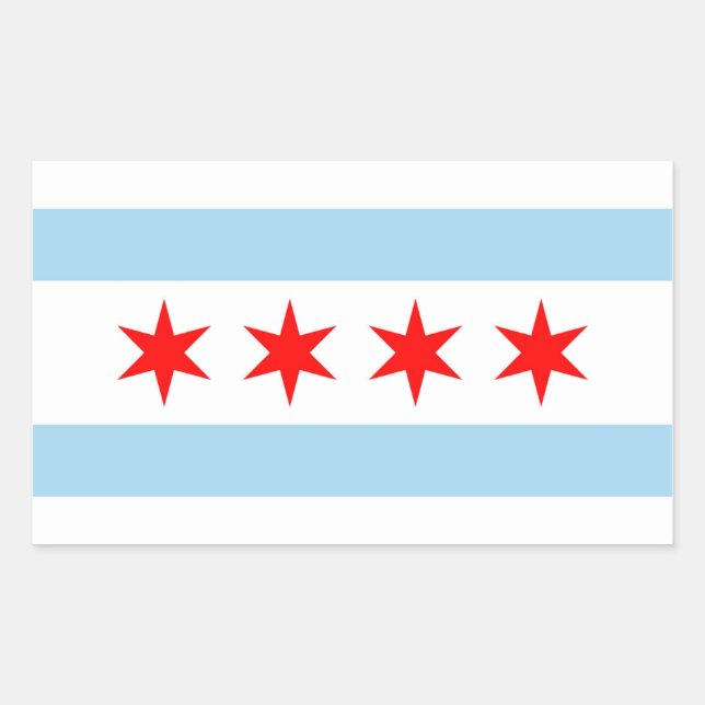 Sticker Rectangulaire Collier rectangle avec Drapeau de Chicago, États-U (Devant)